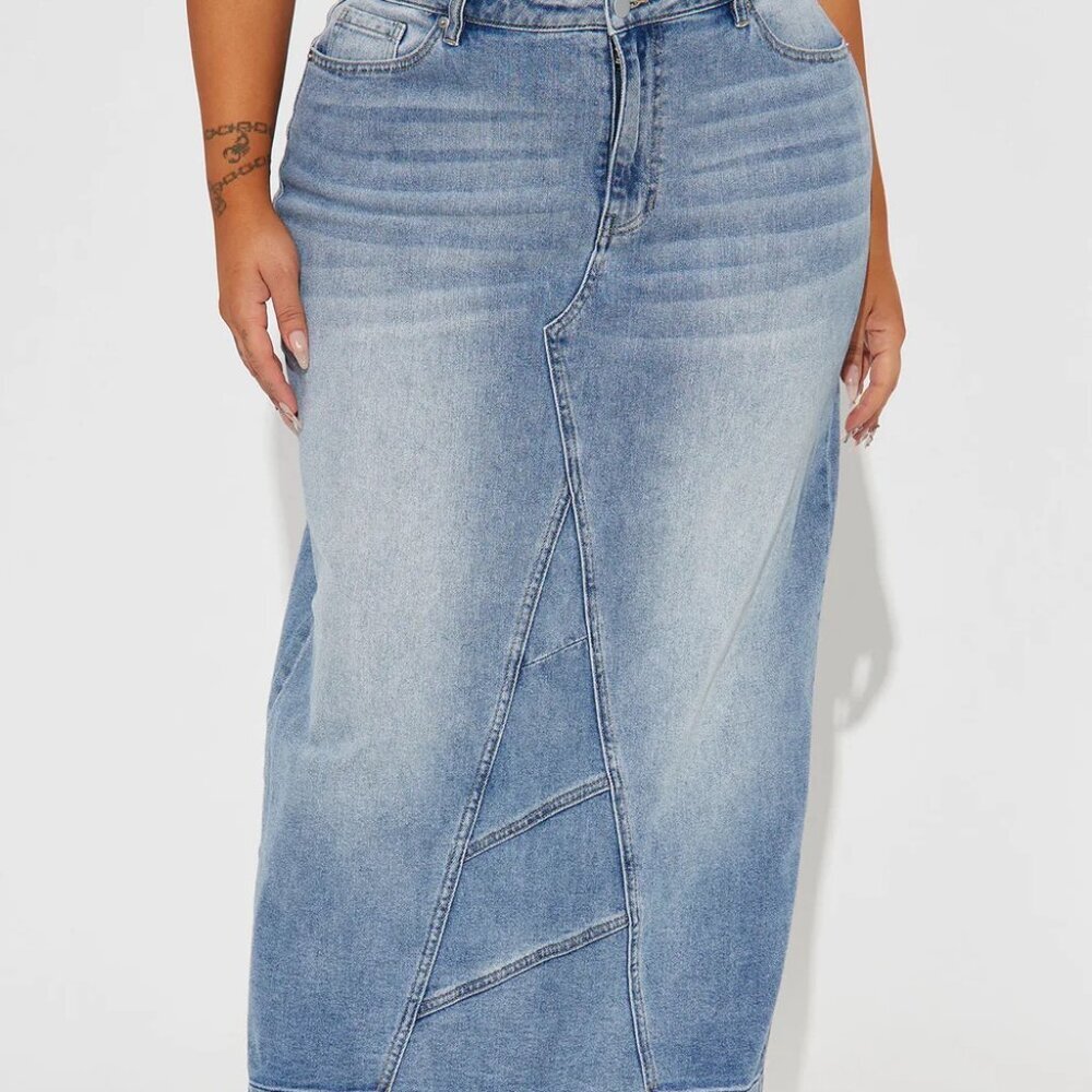 Fashion Nova Blue Maxi Denim Skirt Size XL EUC - Picture 11 of 13